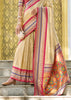 Elegant Beige Tissue Banarasi Silk Saree with Contrast Border