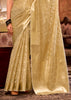 Cream Beige Woven Banarasi Tissue Silk Saree