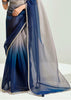 Midnight Blue Ombre Banarasi Tissue Saree