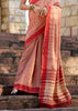 Coral Peach Woven Cotton Linen Saree