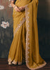 Mustard Yellow Tissue Embroidered Wedding Wear Saree