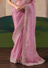 Light Pink Embroidered Designer Silk Saree