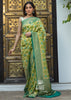 Phalgun : Rangkaat Khaddi Georgette Handloom Banarasi Saree In Shades Of Green