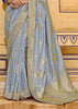 Dusk Blue Woven Banarasi Silk Saree