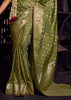 “Exclusive Offer” : Mehandi Green Woven Banarasi Satin Silk Saree