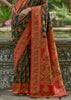 Bottle Green Woven Kashmiri Jamewar Silk Saree