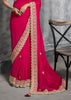 Hot Pink Embroidered Satin Silk Saree