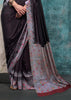 Black And Grey Satin Crepe Printed Silk Saree