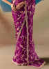 Magenta Pink Satin Organza Embroidered Saree