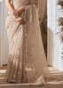 Pre Order:Dusky White Designer Silk Saree