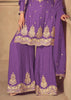 Dahila Purple Embroidered Sharara Set