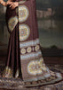 Chocolate Brown Printed Satin Silk Saree