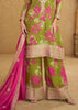 Green and Pink Embroidered Plazzo Set