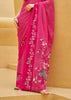 Magenta Pink Printed Georgette Light Weight Saree