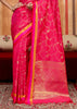 Raspberry Pink Woven Banarasi Silk Saree