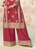 Pompeian Red Wedding Wear Embroidered Plazzo Set