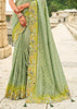 Saga Green Woven Banarasi Designer Silk Saree With Embroidered Blouse