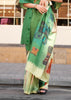 Leaf Green Digital Printed Soft Silk Saree