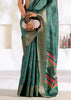 Antique Green Banarasi Printed Soft Silk Saree