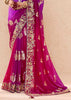 Magenta Purple Heavy Embroidered Designer Silk Saree