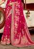 Raspberry Pink Woven Banarasi Designer Silk Saree With Embroidered Blouse