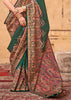 Hunter Green Printed Kashmiri Jamewar Saree