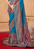 River Blue Printed Kashmiri Jamewar Saree