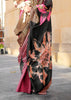 Pink And Black Digital Printed Soft Silk Saree