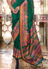 Hunter Green Printed Kashmiri Jamewar Saree