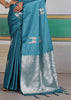 Heritage Blue Woven Satin Silk Saree