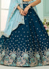 Teal Blue Georgette Embroidered Sequins Lehenga Set