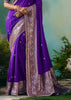 Purple Woven Embroidered Banarasi Silk Saree