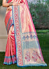 Pink & Blue Woven Kanjivaram Silk Saree