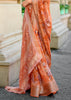 Dusky Orange Printed Georgette Silk Saree