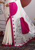 Hot Pink Printed Satin Silk Saree