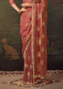 Earth Red Designer Tissue Silk Saree