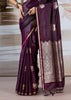 Wine Purple Banarasi Satin Silk Saree