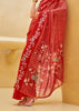 Cherry Red Printed Georgette Light Weight Saree