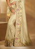 Elegant Cream Designer Embroidered Silk Saree