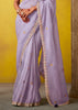 Lavender Purple Woven Embroidered Chiffon Saree