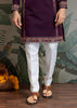 Wine Purple Embroidered Stitched Kurta Set