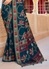 Coral Blue Floral Printed Soft Silk Saree