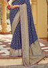 Navy Blue Woven Banarasi Designer Silk Saree With Embroidered Blouse