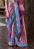 Majestic Magenta & Blue Dual Tone Bronze Zari Woven Banarasi Silk Saree
