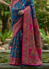 Swedish Blue Woven Kashmiri Jamewar Silk Saree