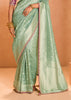 Mist Green Woven Banarasi Designer Tissue Silk Saree With Embroidered Blouse