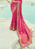 Magenta Pink Woven Georgette Bandhej Designer Saree