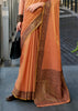 Jaffa Orange Woven Linen Tissue Silk Saree