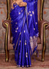 Dazzling Blue Banarasi Satin Silk Saree With Brocade Blouse