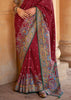 Royal Maroon Printed Silk Saree With Contrast Blouse